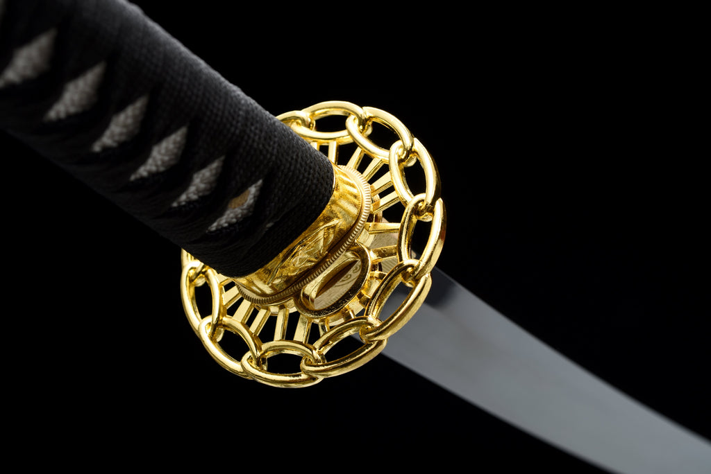 Handgefertigtes Full-Tang-Katana aus 1095er Kohlenstoffstahl, schwarze Klinge, echtes Katana-Schwert