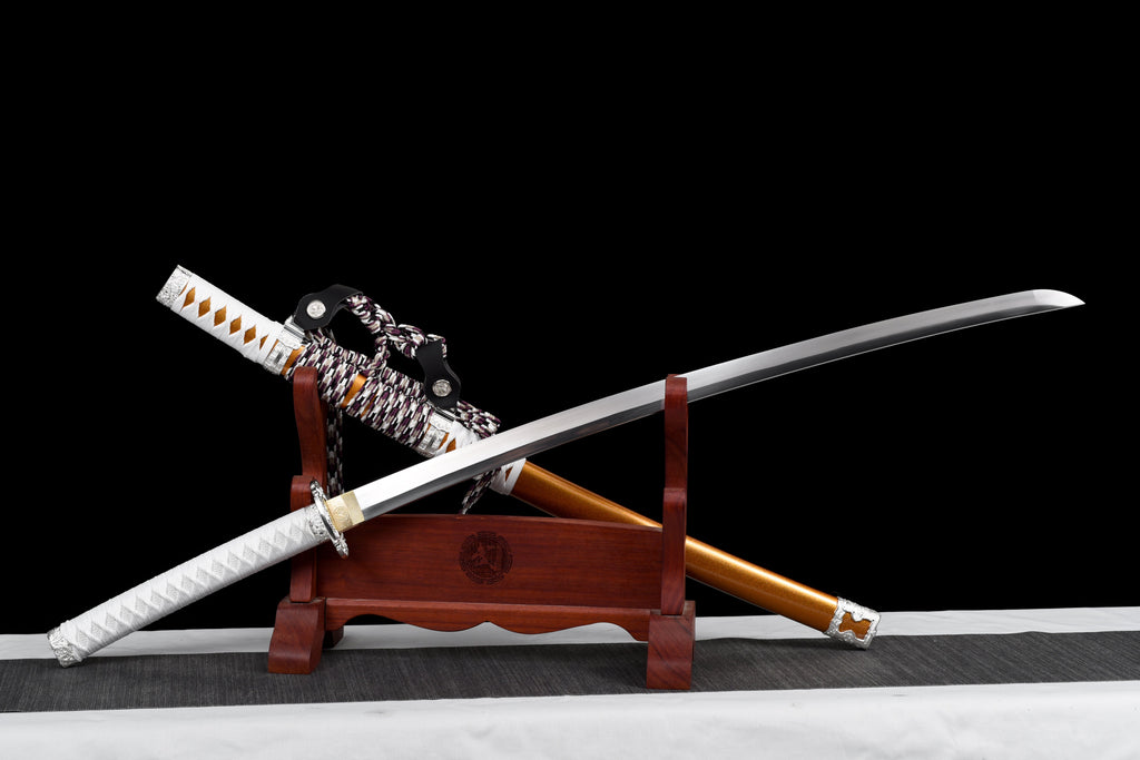 Handgefertigtes TACHI-SCHWERT mit Full-Tang-Klinge aus Federstahl, 104 cm, echtes Katana-Schwert