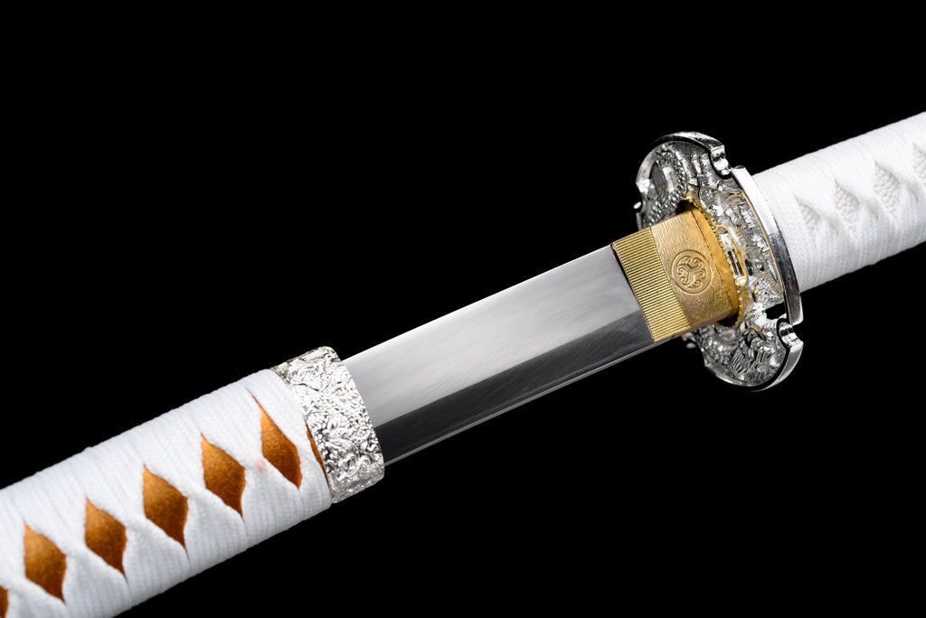 Handgefertigtes TACHI-SCHWERT mit Full-Tang-Klinge aus Federstahl, 104 cm, echtes Katana-Schwert