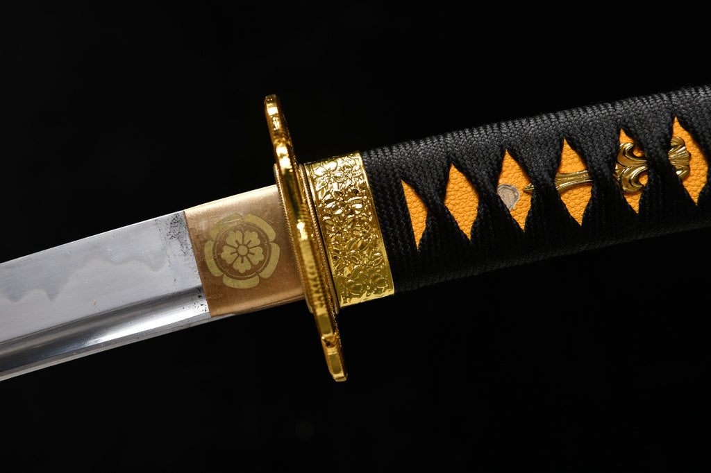 Handgefertigte 41-Zoll T10-Klinge mit Brandoptik, grau geschliffen — Oda Nobunaga — Tashi