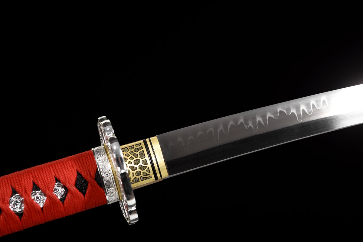Handgefertigtes Tachi-Schwert, Full Tang, T10-Stahl mit echtem Hamon, echtes Katana-Schwert