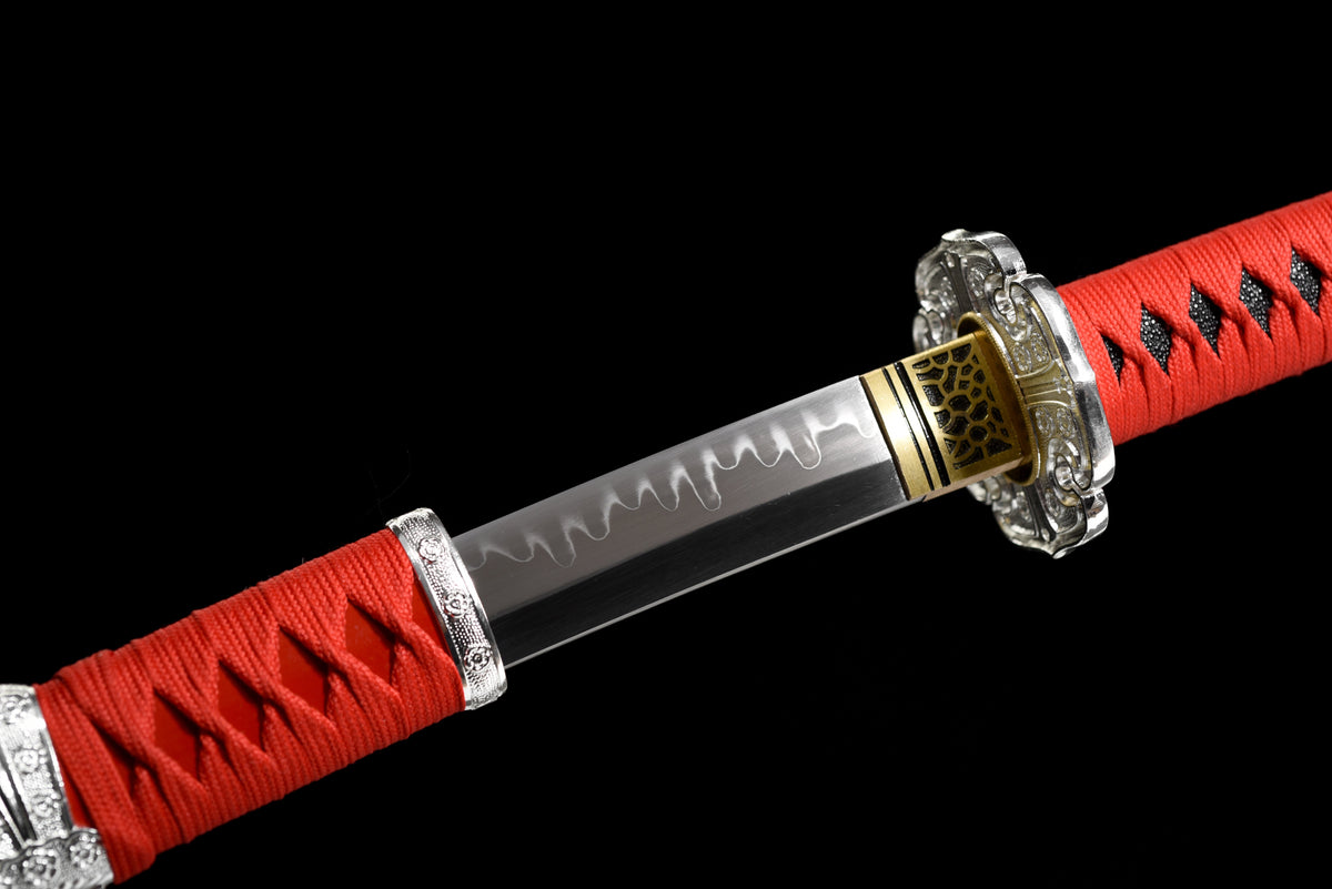 Handgefertigtes Tachi-Schwert, Full Tang, T10-Stahl mit echtem Hamon, echtes Katana-Schwert