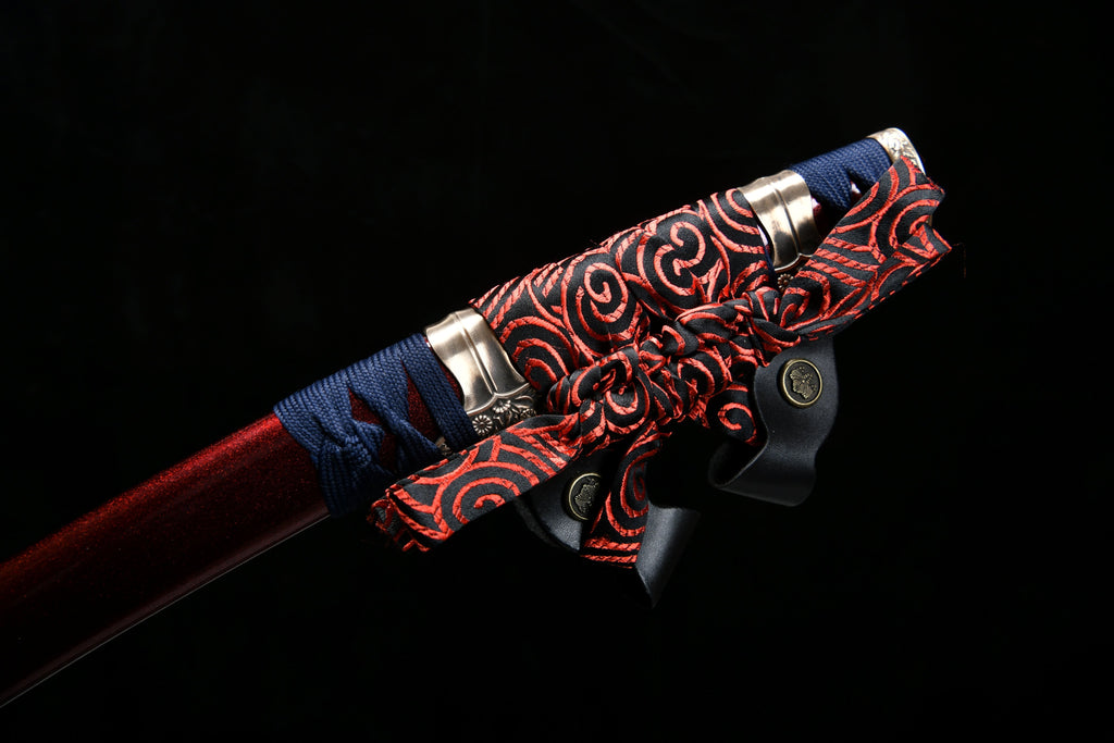 Handcrafted Long 41-Inch Triple Full-Tang Steel —Damascus style Chrysanthemum Emblem Imperial  - Tashi