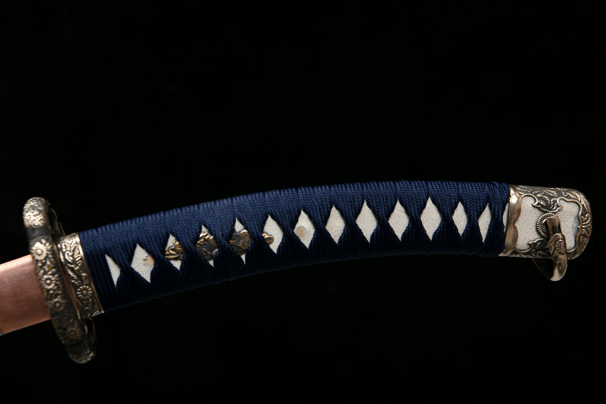 Handcrafted Long 41-Inch Triple Full-Tang Steel —Damascus style Chrysanthemum Emblem Imperial  - Tashi
