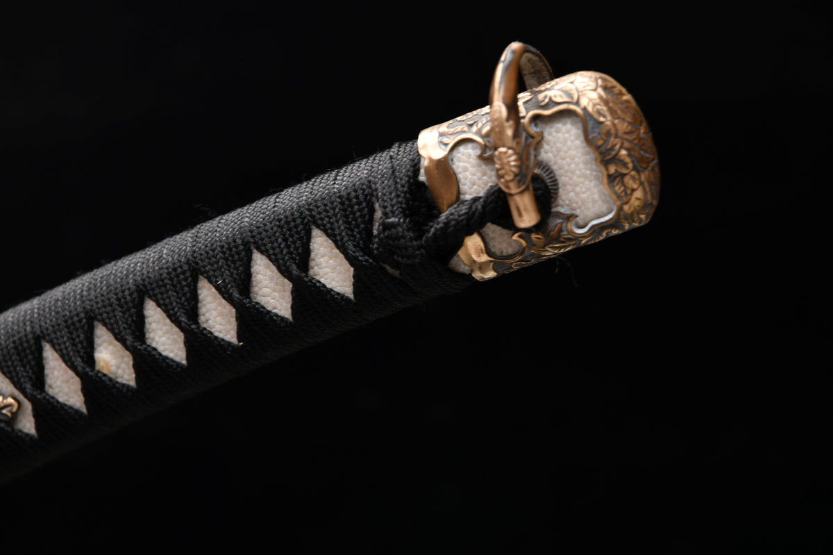 Handgefertigtes 41-Zoll-Langschwert aus reinem T10-Kupfer mit gebrannter Klinge, Chrysanthemen-Motiv - Gänseblümchen-Schwert - Tashi-Schwert