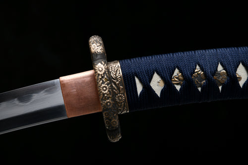 Handgefertigtes, 104 cm langes Schwert mit dreifachem Full-Tang-Stahl – Damaszener-Stil, Chrysanthemen-Emblem, kaiserlich – Tashi