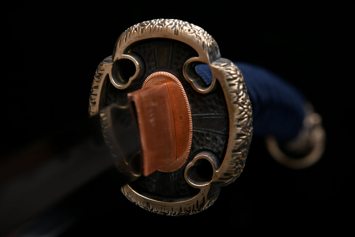 Handcrafted Long 41-Inch Triple Full-Tang Steel —Damascus style Chrysanthemum Emblem Imperial  - Tashi