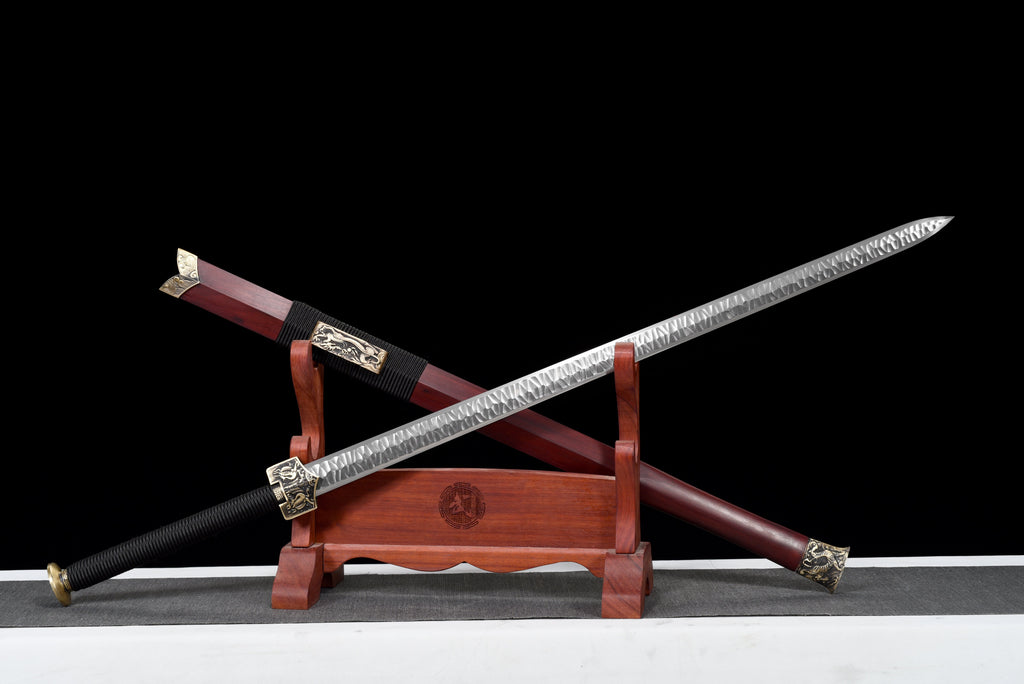 Chinesische Schwerter, Han-Schwert (汉剑), Damast-Optik, Hammerschlagmuster