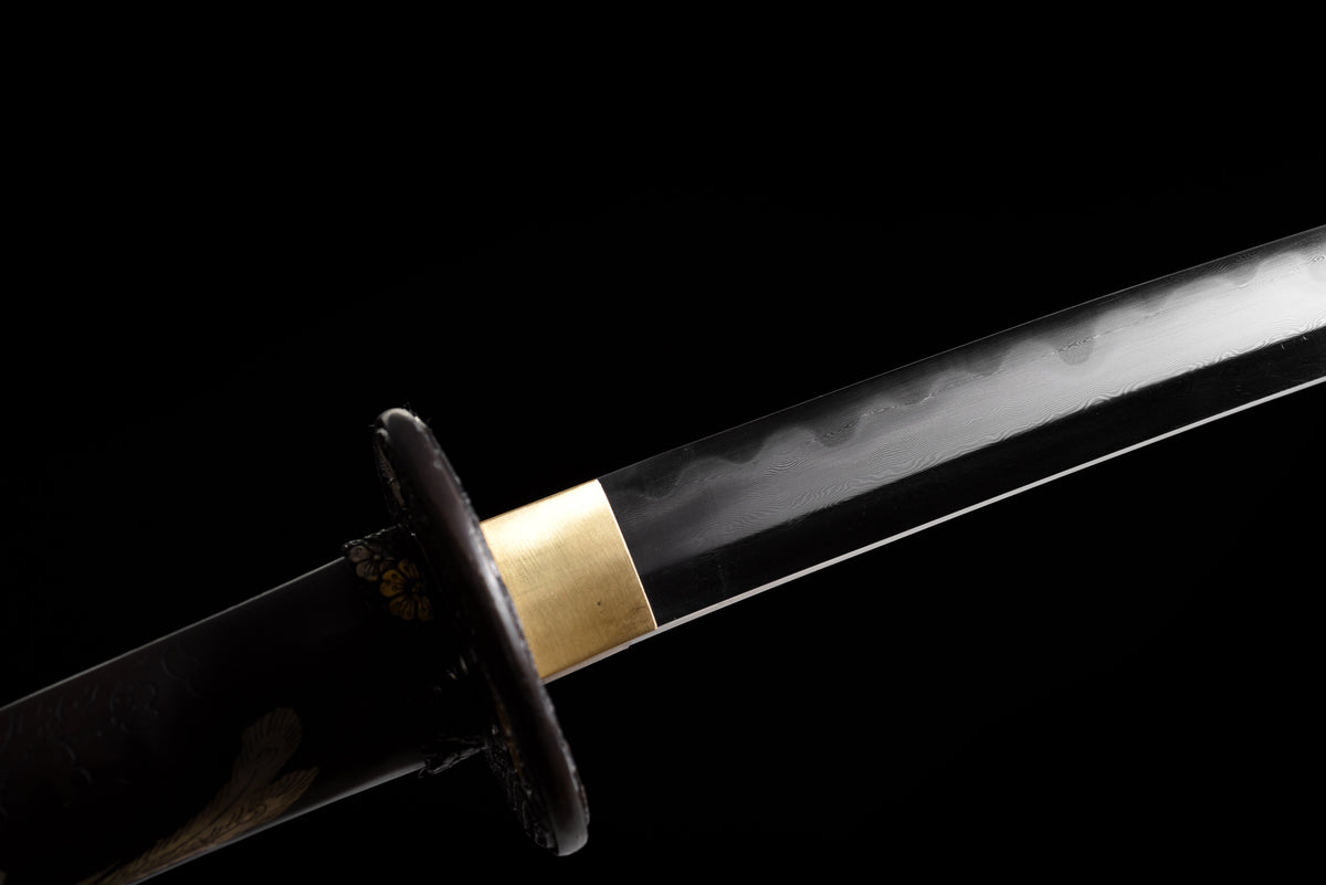 Handgefertigtes Tachi-Schwert mit Full-Tang-Klinge aus echtem Damaststahl und echtem Hamon, 48 Zoll, echtes Katana-Schwert