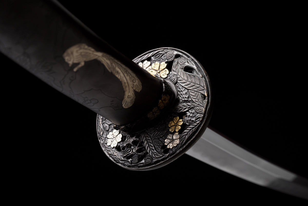 Handgefertigtes Tachi-Schwert mit Full-Tang-Klinge aus echtem Damaststahl und echtem Hamon, 48 Zoll, echtes Katana-Schwert