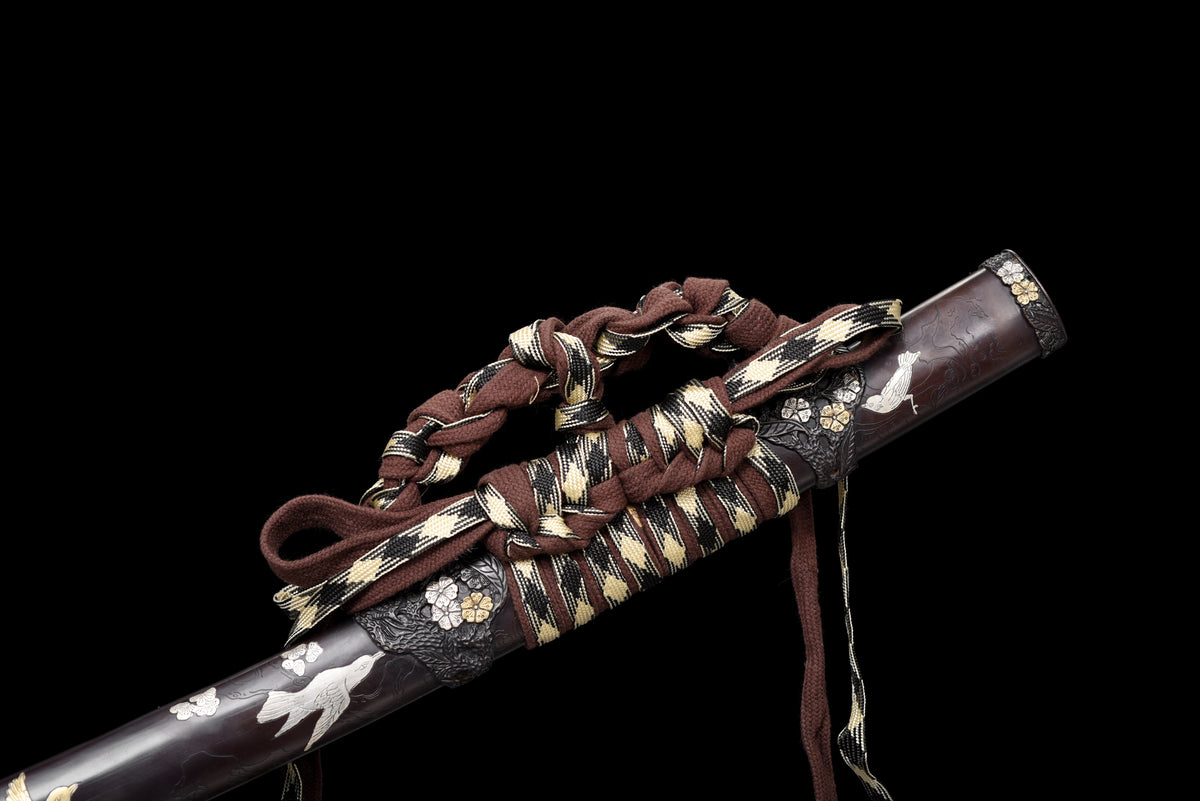 Handgefertigtes Tachi-Schwert mit Full-Tang-Klinge aus echtem Damaststahl und echtem Hamon, 48 Zoll, echtes Katana-Schwert