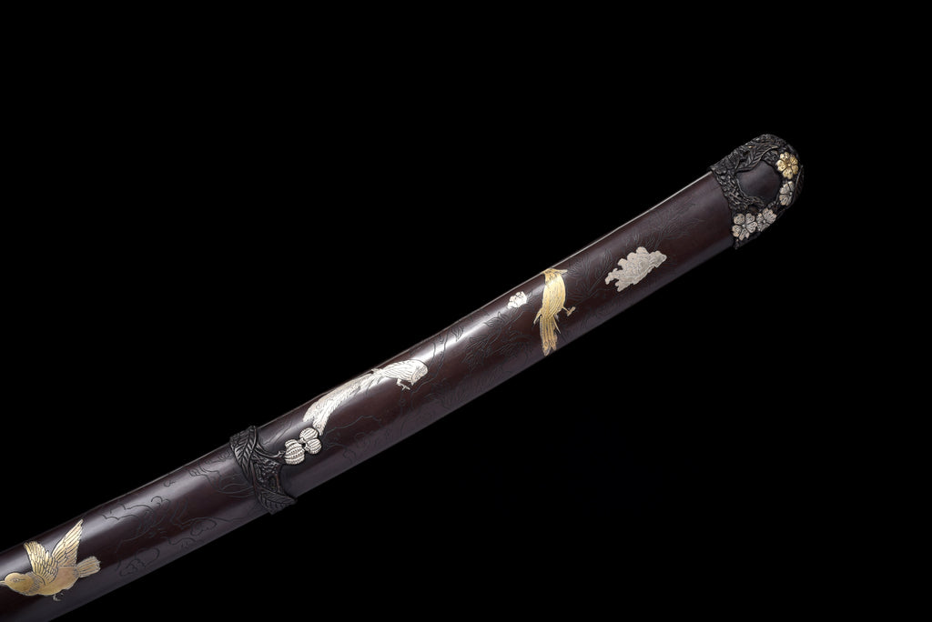 Handgefertigtes Tachi-Schwert mit Full-Tang-Klinge aus echtem Damaststahl und echtem Hamon, 48 Zoll, echtes Katana-Schwert
