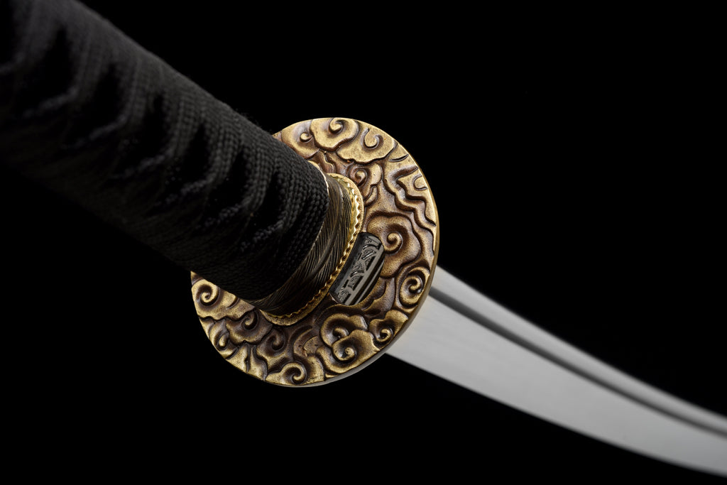 Handgefertigtes Full-Tang-Katana, 1045er Kohlenstoffstahl, schwarze Scheide, echtes Katana-Schwert