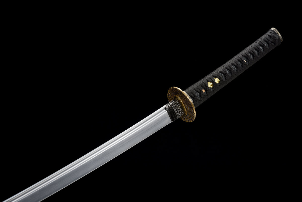 Handgefertigtes Full-Tang-Katana, 1045er Kohlenstoffstahl, schwarze Scheide, echtes Katana-Schwert