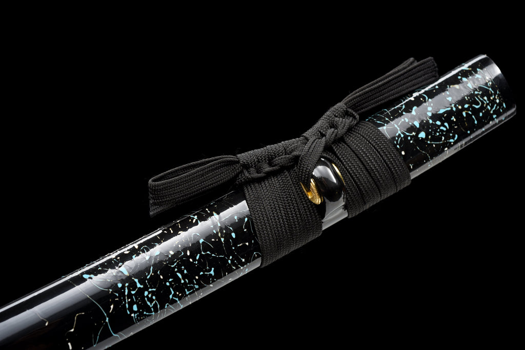 Handgefertigtes Full-Tang-Katana, 1045er Kohlenstoffstahl, schwarze Scheide, echtes Katana-Schwert