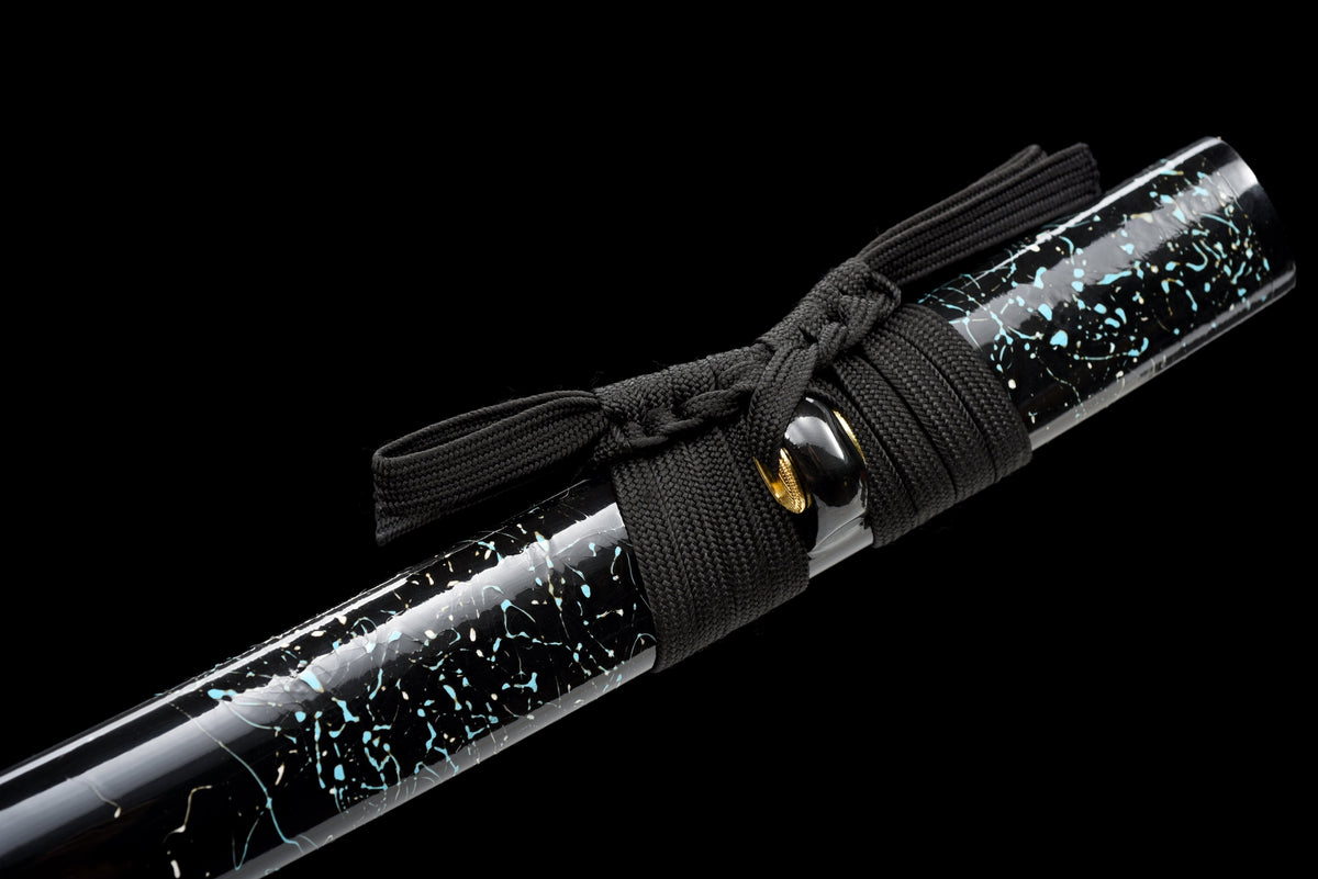 Handgefertigtes Full-Tang-Katana, 1045er Kohlenstoffstahl, schwarze Scheide, echtes Katana-Schwert