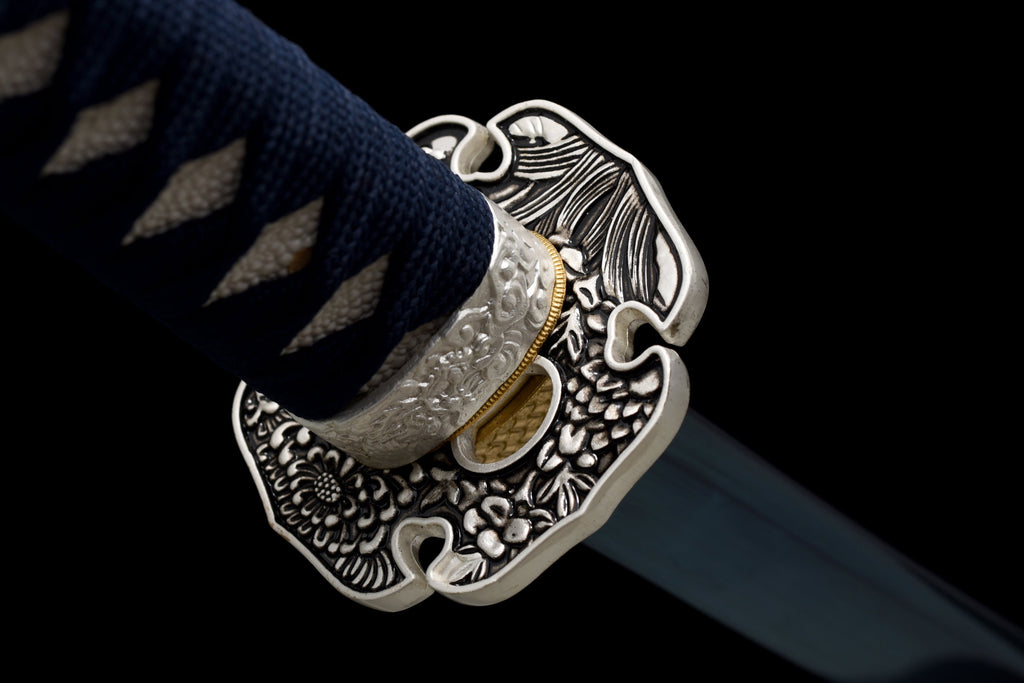 Handgefertigtes Full-Tang-Katana, 1095 Kohlenstoffstahl, blaue Klinge, 41 Zoll, echtes Katana-Schwert