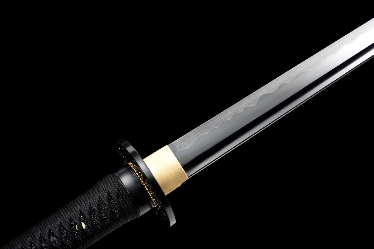 Handgefertigtes Ninjato-Schwert aus Federstahl, Full Tang, schwarze Klinge – Echtes Katana-Schwert