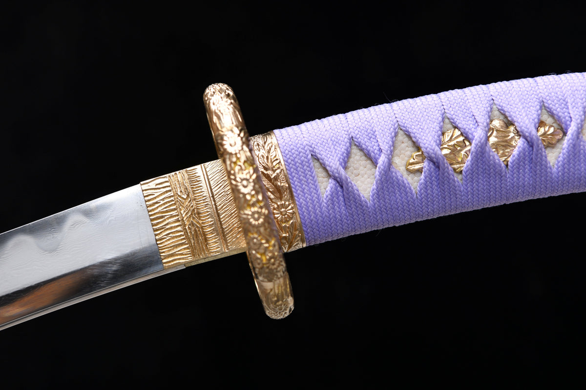 Handgefertigte, 41 Zoll lange Klinge aus gemustertem Stahl, Finish, oberer Schliff, Großschwert, Damaszener Stahl — Oda Nobunaga — Tashi