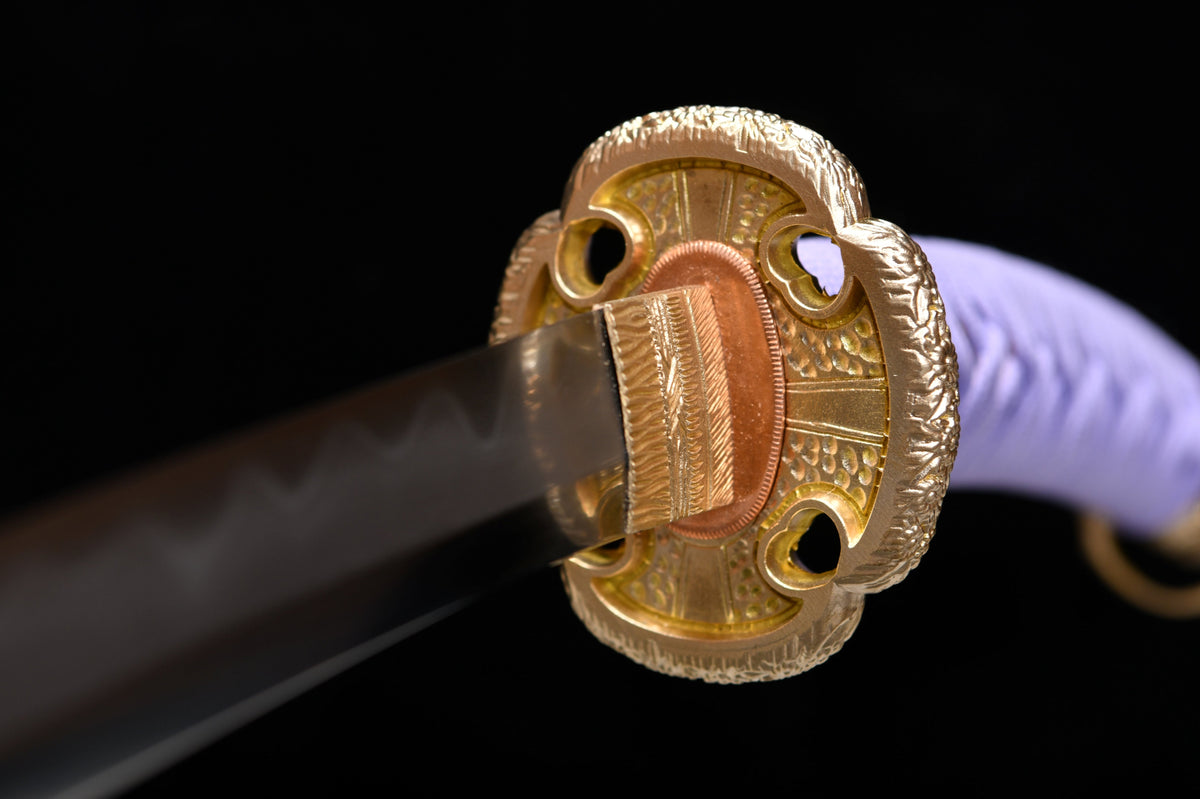 Handgefertigte, 41 Zoll lange Klinge aus gemustertem Stahl, Finish, oberer Schliff, Großschwert, Damaszener Stahl — Oda Nobunaga — Tashi