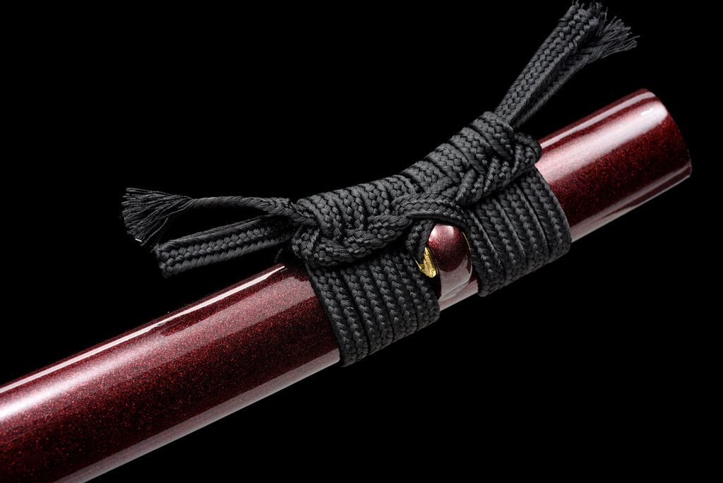Handgefertigtes Full-Tang Katana aus 1095 Kohlenstoffstahl mit ROTE Klinge, echtes Katana-Schwert