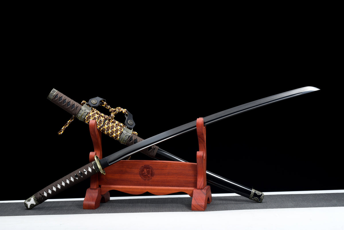 Handgefertigtes TACHI-SCHWERT mit Full-Tang-Klinge aus kohlenstoffreichem Stahl, 104 cm, echtes Katana-Schwert