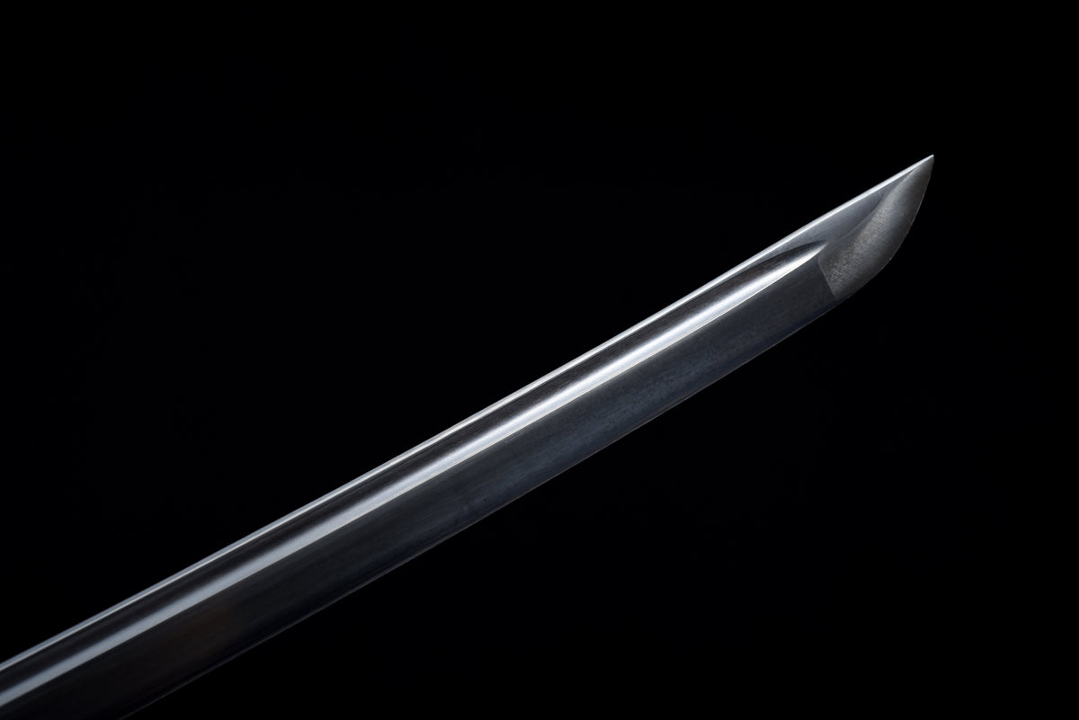 Handgefertigtes Full-Tang-Katana, 1045er Stahl, schwarze Klinge und schwarze Lederscheide, echtes Katana-Schwert