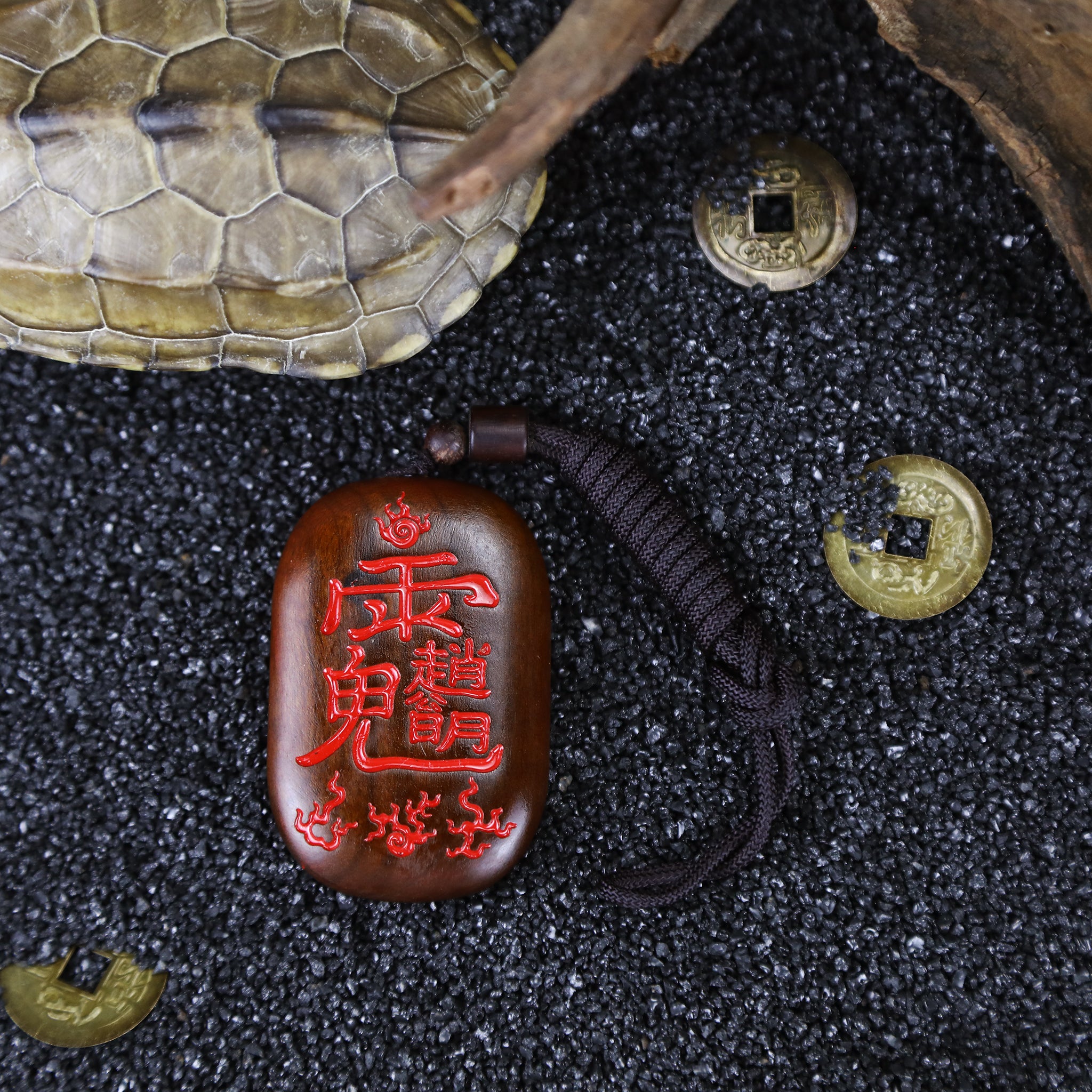 Wooden Five-Thunder Talisman Pendant | Spiritual Protection Amulet with Taoist Symbols | Handcrafted Carved Necklace