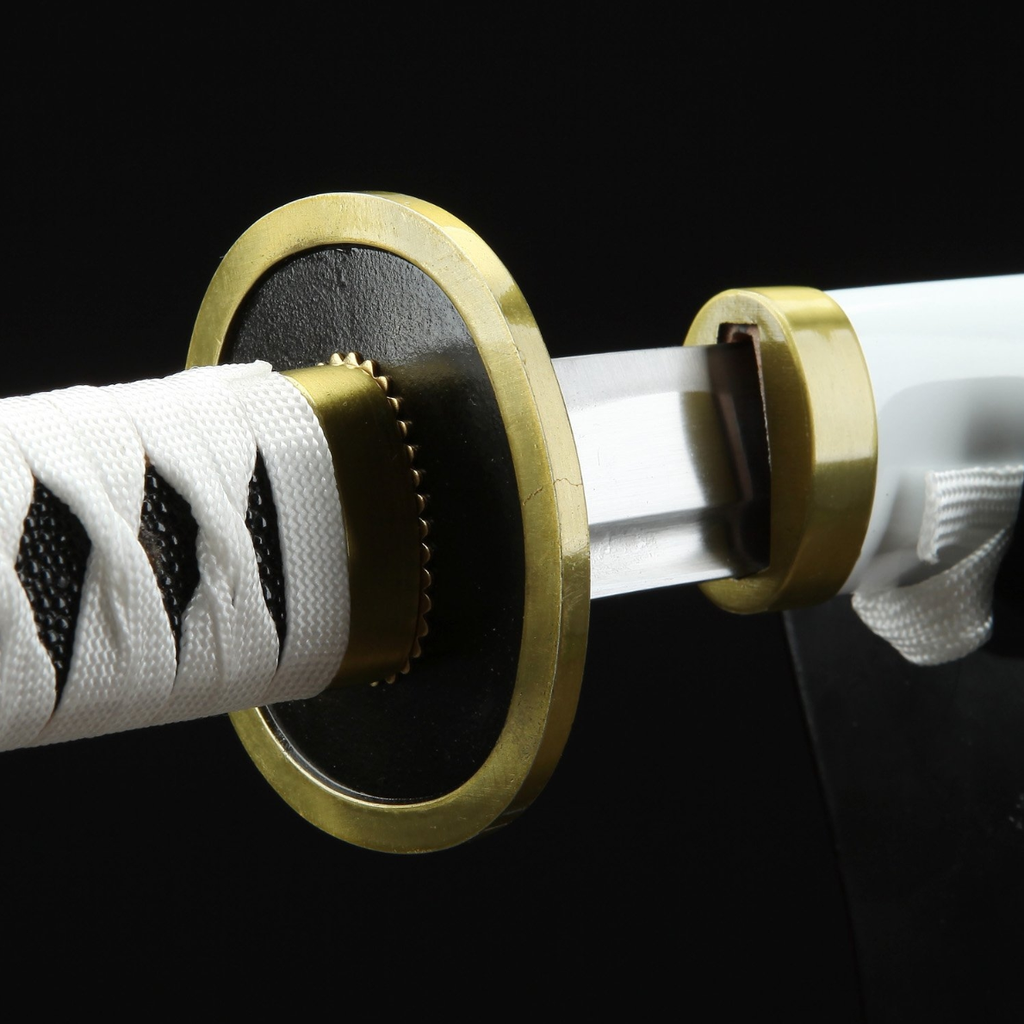 One Piece Roronoa Zoro Wado Ichimonji echte Katana Samurai-Schwert-Replik mit weißer Scheide, Cosplay Katana-Anime-Schwert
