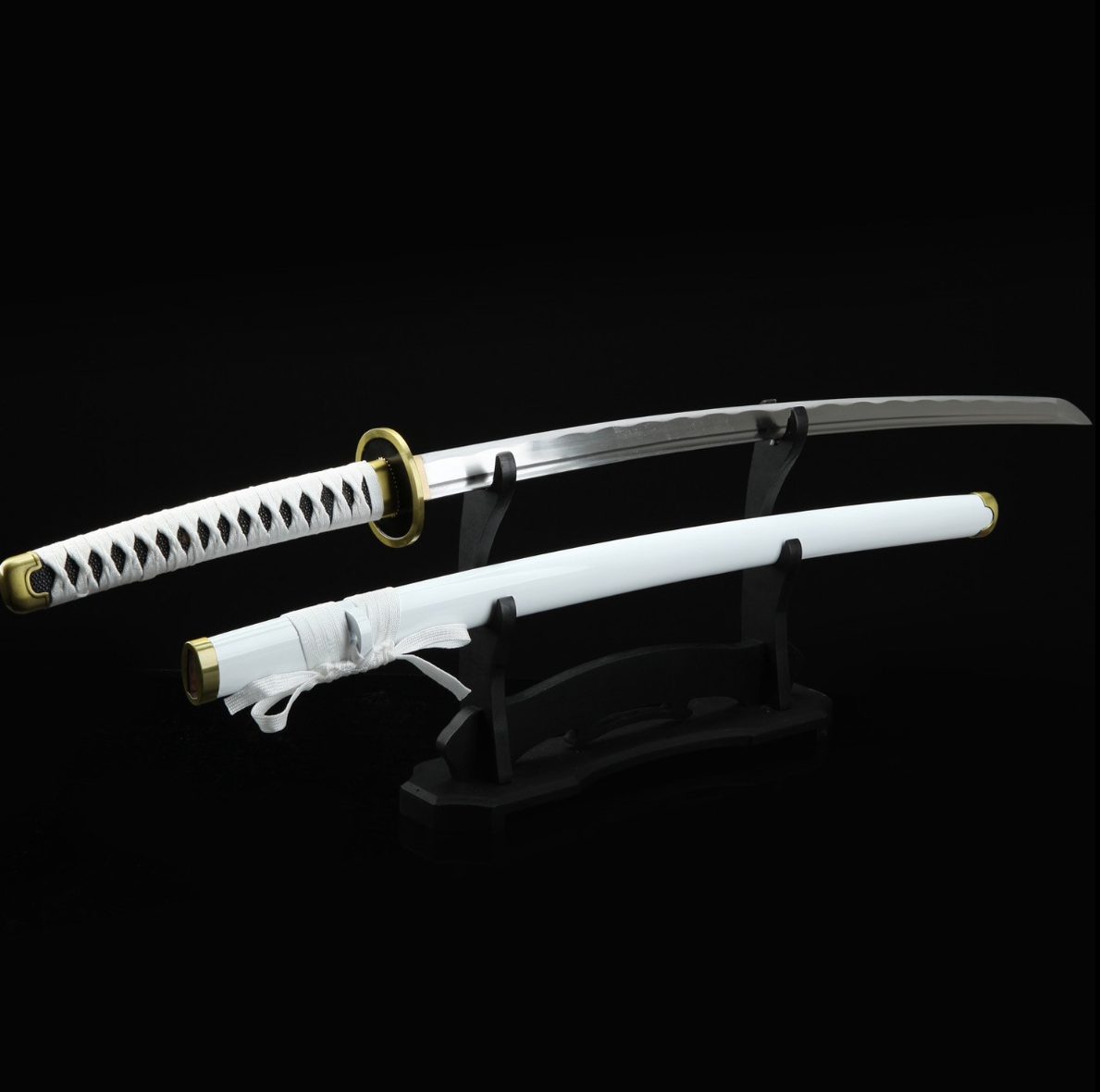 One Piece Roronoa Zoro Wado Ichimonji echte Katana Samurai-Schwert-Replik mit weißer Scheide, Cosplay Katana-Anime-Schwert