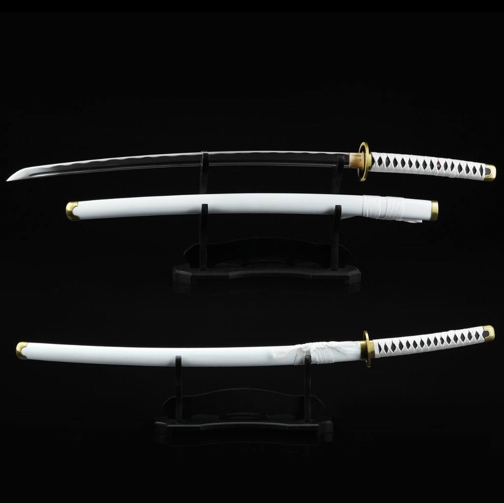 One Piece Roronoa Zoro Wado Ichimonji echte Katana Samurai-Schwert-Replik mit weißer Scheide, Cosplay Katana-Anime-Schwert