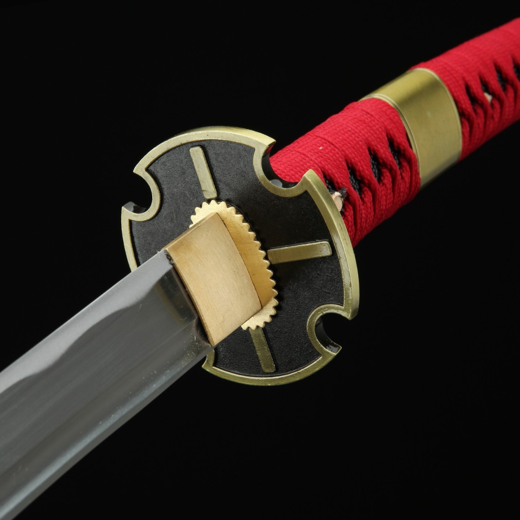 One Piece Roronoa Zoro Sandai Kitetsu Katana Samurai-Schwert-Replik mit roter Scheide, Cosplay Katana-Anime-Schwert