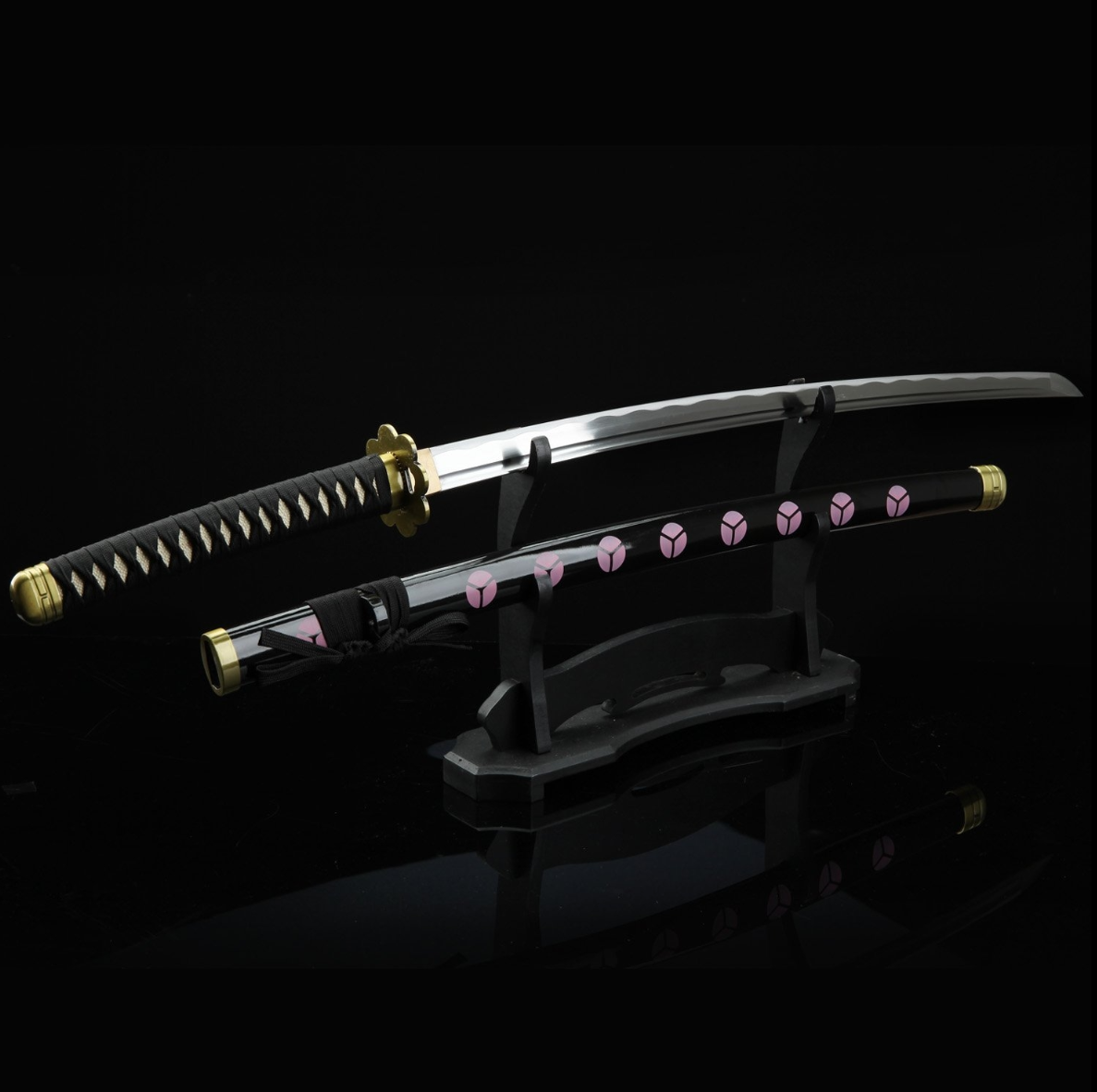 One Piece Roronoa Zoro Shusui Katana Samurai-Schwert-Nachbildung mit schwarzer Scheide, Cosplay-Katana-Anime-Schwert