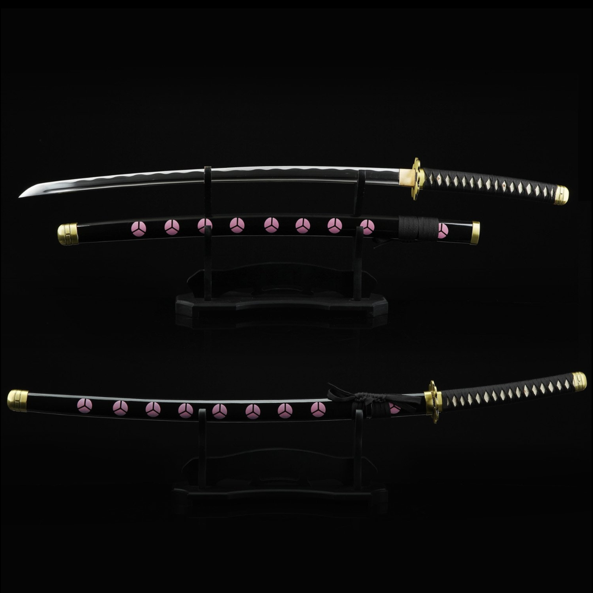 One Piece Roronoa Zoro Shusui Katana Samurai-Schwert-Nachbildung mit schwarzer Scheide, Cosplay-Katana-Anime-Schwert