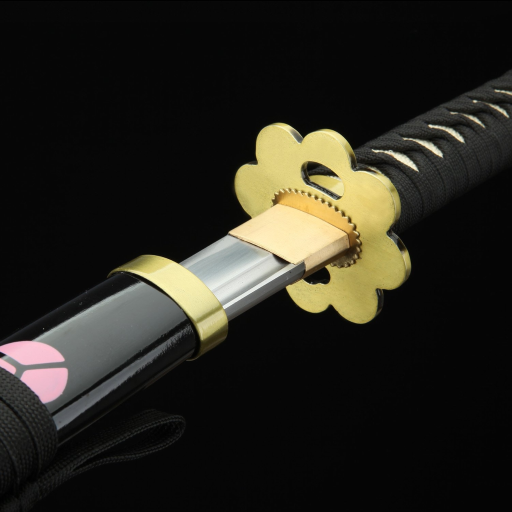 One Piece Roronoa Zoro Shusui Katana Samurai-Schwert-Nachbildung mit schwarzer Scheide, Cosplay-Katana-Anime-Schwert